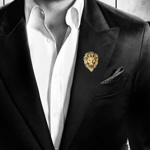Vintage Lion Face brooch pin, Animal Brooch pin,West trim stud, shirt stud,Suit pin, lapel pin for women for men，Dainty Christmas Wedding Birthday Holiday Jewelry Unisex Gifts in Saudi Arabia