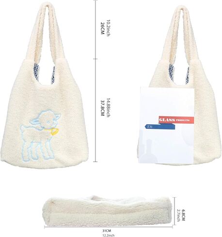 UERRUAM حقائب حمل لطيفة الجمالية Kawaii محفظة رقيق حمل حقيبة فو الفراء حقيبة للنساء مع جيوب داخلية in Kuwait