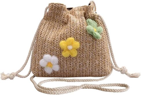 Womens Straw Bag Aesthetic Cute Woven Crossbody Buckets Totes Shoulder Bags Small Basket Beach Purse Straw Summer Handbag in Kuwait