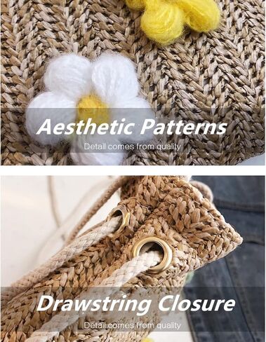 Womens Straw Bag Aesthetic Cute Woven Crossbody Buckets Totes Shoulder Bags Small Basket Beach Purse Straw Summer Handbag in Kuwait