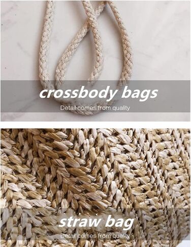 Womens Straw Bag Aesthetic Cute Woven Crossbody Buckets Totes Shoulder Bags Small Basket Beach Purse Straw Summer Handbag in Kuwait