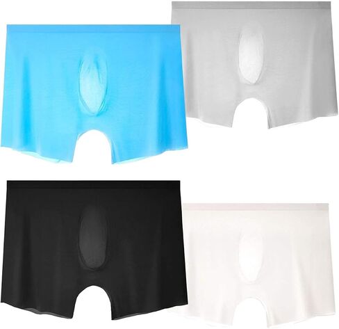 Uneihoiz Men's Silky Ultra Soft Tagless 4-Pack Translucent Sexy Boxer Briefs in Saudi Arabia