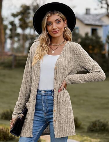 سترة صوفية موضة خريف 2023 للسيدات من Koscacy خفيفة الوزن ومفتوحة من الأمام سترات طويلة غير رسمية مع جيوب in Kuwait