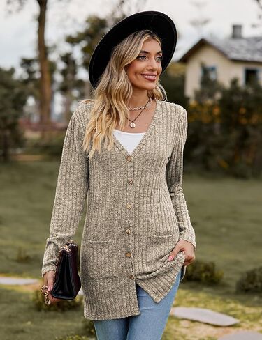 سترة صوفية موضة خريف 2023 للسيدات من Koscacy خفيفة الوزن ومفتوحة من الأمام سترات طويلة غير رسمية مع جيوب in Kuwait