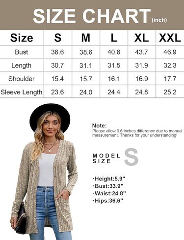 سترة صوفية موضة خريف 2023 للسيدات من Koscacy خفيفة الوزن ومفتوحة من الأمام سترات طويلة غير رسمية مع جيوب in Kuwait