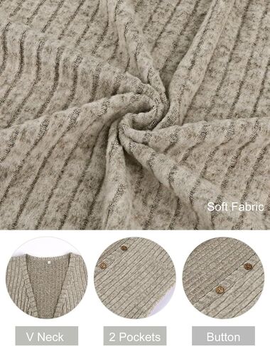 سترة صوفية موضة خريف 2023 للسيدات من Koscacy خفيفة الوزن ومفتوحة من الأمام سترات طويلة غير رسمية مع جيوب in Kuwait