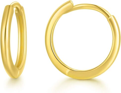 18K Solid Gold Huggie Earrings, Yellow/White Gold Hoop Huggie Earrings Christmas Anniversary Jewelry Gift for Women, Girls (10mm Diameter) in Saudi Arabia