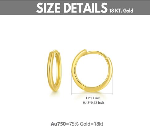 18K Solid Gold Huggie Earrings, Yellow/White Gold Hoop Huggie Earrings Christmas Anniversary Jewelry Gift for Women, Girls (10mm Diameter) in Saudi Arabia