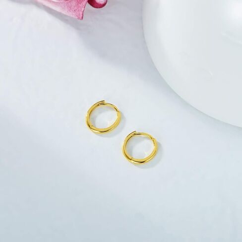 18K Solid Gold Huggie Earrings, Yellow/White Gold Hoop Huggie Earrings Christmas Anniversary Jewelry Gift for Women, Girls (10mm Diameter) in Saudi Arabia