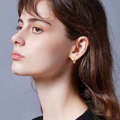 18K Solid Gold Huggie Earrings, Yellow/White Gold Hoop Huggie Earrings Christmas Anniversary Jewelry Gift for Women, Girls (10mm Diameter) in Saudi Arabia