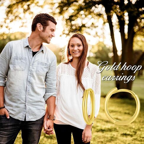 18K Solid Gold Huggie Earrings, Yellow/White Gold Hoop Huggie Earrings Christmas Anniversary Jewelry Gift for Women, Girls (10mm Diameter) in Saudi Arabia
