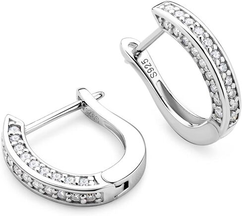 Moissanite Hoop Earrings for Women, 925 Sterling Silver Small Moissanite Simulated Diamond Huggie Earrings Hypoallergenic Jewelry Gifts, Box Packed in Saudi Arabia