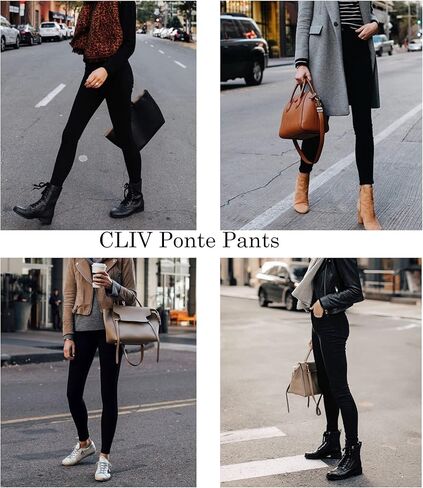 سراويل CLIV النسائية القابلة للتمدد، كاجوال للعمل، سراويل ضيقة قابلة للتمدد مع جيوب in Kuwait