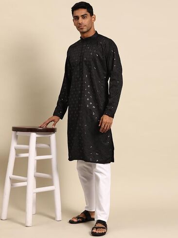 MANQ Men's Cotton Kurta Pajama Set Indian Party Traditional Ethnic Tunic Dress Wedding in Saudi Arabia