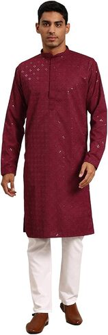MANQ Men's Cotton Kurta Pajama Set Indian Party Traditional Ethnic Tunic Dress Wedding in Saudi Arabia