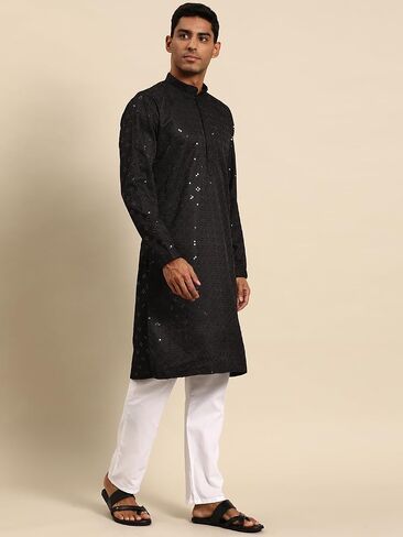 MANQ Men's Cotton Kurta Pajama Set Indian Party Traditional Ethnic Tunic Dress Wedding in Saudi Arabia