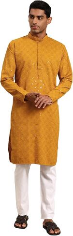 MANQ Men's Cotton Kurta Pajama Set Indian Party Traditional Ethnic Tunic Dress Wedding in Kuwait