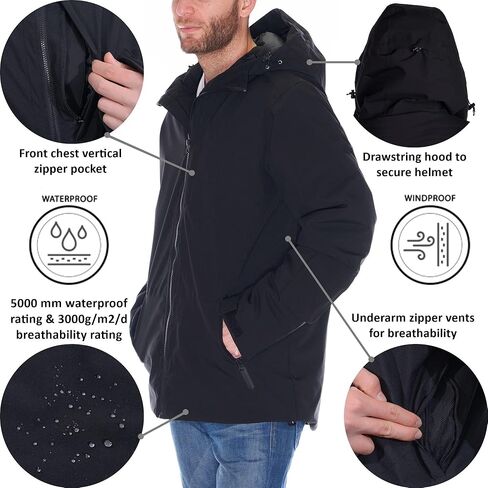 سترة تزلج مقاومة للماء للرجال من Alpine Swiss، معطف بغطاء للرأس للتزلج على الجليد، معطف واق من المطر للشتاء الدافئ in Kuwait