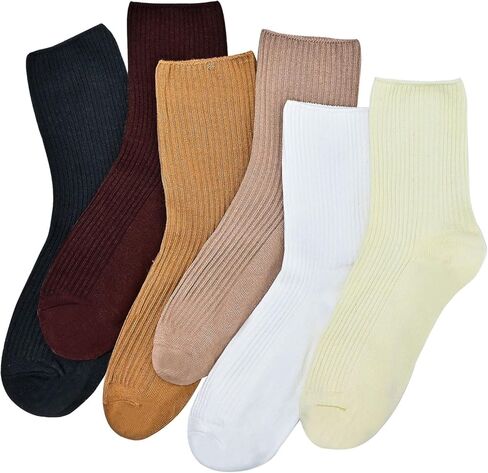 Women's Neutral Cotton Crew Socks Cute and Casual Athletic Style for Granola Aesthetic Enthusiasts in Kuwait