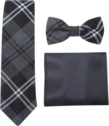 Premium Men’s Gift Tie Set Tartan Necktie Pocket Square Bowtie For Men in Kuwait