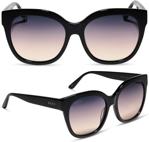 DIFF Maya Oversized Round Sunglasses for Women UV400 Protection, Black + Twilight Gradient in Saudi Arabia