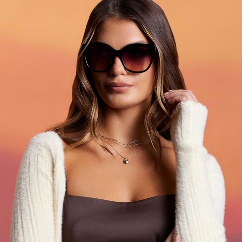 DIFF Maya Oversized Round Sunglasses for Women UV400 Protection, Black + Twilight Gradient in Saudi Arabia