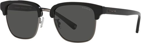 Coach HC8326 Sunglasses, Black/Gunmetal/Dark Grey Solid, 52 mm in Saudi Arabia