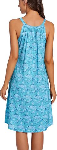 فساتين صيفية كاجوال للنساء فستان برقبة رسن بدون أكمام، غطاء متأرجح مريح، فستان قصير للشاطئ، فستان صيفي قابل للتمدد in Kuwait