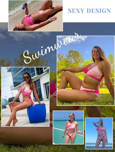 مثير اثنين من لهجة التفاف الجبهة الصليب بيكيني التعادل الظهر المايوه للنساء 2 قطعة الاستحمام الدعاوى in Kuwait