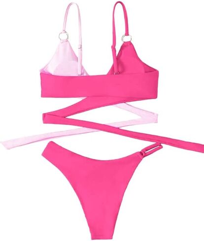 مثير اثنين من لهجة التفاف الجبهة الصليب بيكيني التعادل الظهر المايوه للنساء 2 قطعة الاستحمام الدعاوى in Kuwait