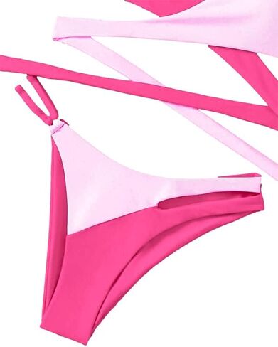 مثير اثنين من لهجة التفاف الجبهة الصليب بيكيني التعادل الظهر المايوه للنساء 2 قطعة الاستحمام الدعاوى in Kuwait