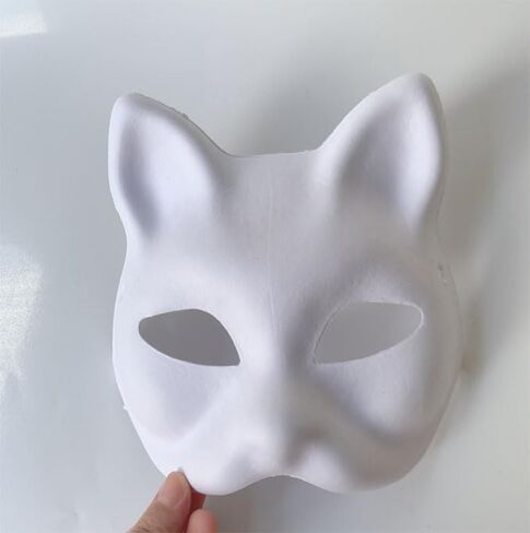 Cat Masks DIY White Paper Blank Hand Painted Face Masks for Women, Men and Kid Halloween Masquerade Mask Cosplay in Saudi Arabia