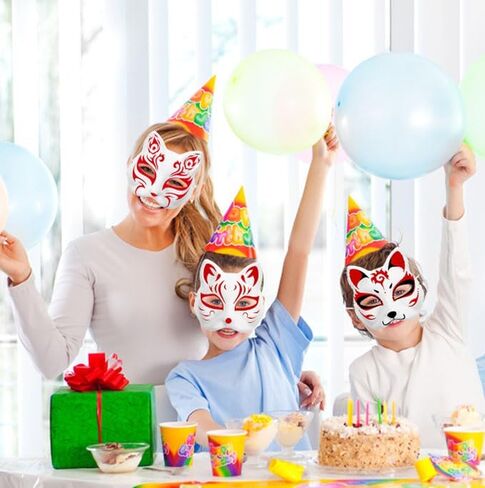 Cat Masks DIY White Paper Blank Hand Painted Face Masks for Women, Men and Kid Halloween Masquerade Mask Cosplay in Saudi Arabia