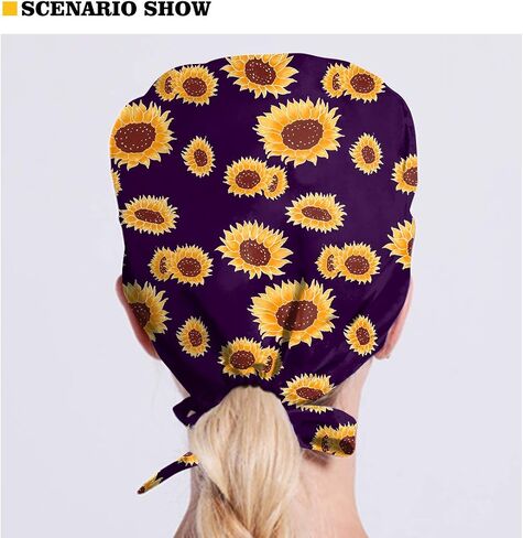 Belidome Bouffant Scrub Caps Women Long Hair Head Covering 4 Pack Back Tie Scrub Hats in Saudi Arabia