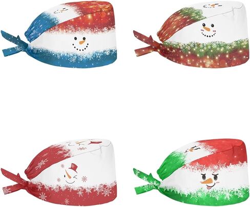 Belidome Bouffant Scrub Caps Women Long Hair Head Covering 4 Pack Back Tie Scrub Hats in Saudi Arabia