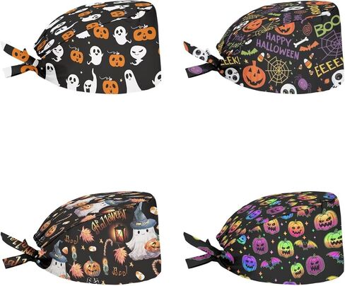 Belidome Bouffant Scrub Caps Women Long Hair Head Covering 4 Pack Back Tie Scrub Hats in Saudi Arabia