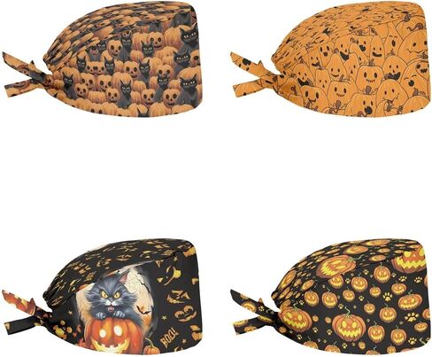 Belidome Bouffant Scrub Caps Women Long Hair Head Covering 4 Pack Back Tie Scrub Hats in Saudi Arabia