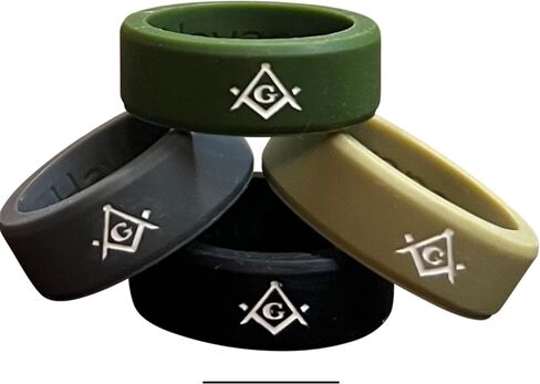 Masonic Rings Silicone Backfilled in White | Ergonomic Breathable Design | Silicone Edge Sleek Design Rings for Men (Set of 4) in Saudi Arabia