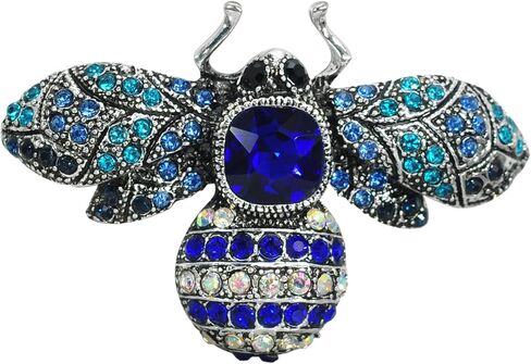 Gyn&Joy Vintage Old Silvery Tone Synthetic Crystal Bee Brooch in Saudi Arabia