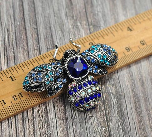Gyn&Joy Vintage Old Silvery Tone Synthetic Crystal Bee Brooch in Saudi Arabia