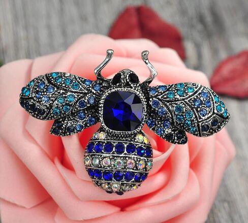 Gyn&Joy Vintage Old Silvery Tone Synthetic Crystal Bee Brooch in Saudi Arabia