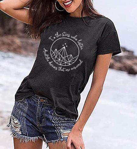 Acotar Velaris Shirt Tee Tops Women Night Court Symbol Tee Tops Funny Letter Printed Short Sleeve Tee Gifts Shirts in Saudi Arabia