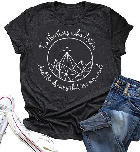 Acotar Velaris Shirt Tee Tops Women Night Court Symbol Tee Tops Funny Letter Printed Short Sleeve Tee Gifts Shirts in Saudi Arabia