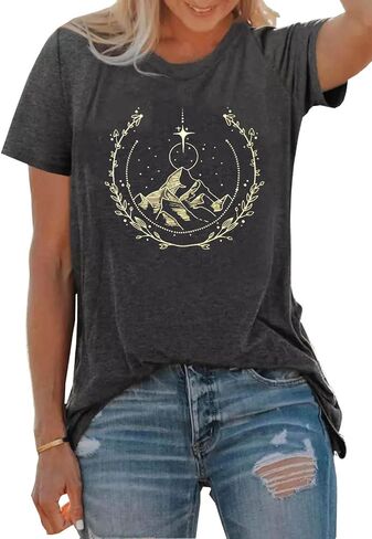 Acotar Velaris Shirt Tee Tops Women Night Court Symbol Tee Tops Funny Letter Printed Short Sleeve Tee Gifts Shirts in Saudi Arabia