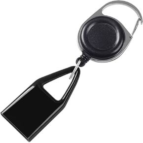 Retractable Lighter Holder Keychain with Clip, Stainless Steel, Black