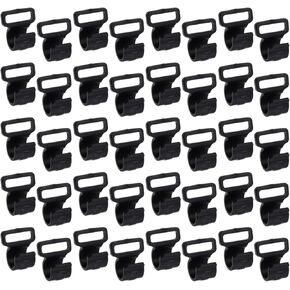 Woogim Black 40PCS Plastic Clamp C Shaped Clips Tent Pole Attachment Clips of 0.67" Black Clip to Fix Tent Cover Screen for Width of Webbing Strap Less Than 0.75"