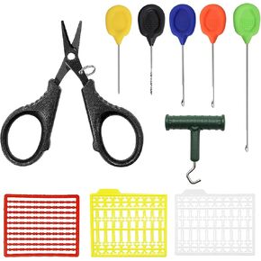 YOTO 10 PCS Carp Fishing Baiting Rigging Needle Baiting Rig Tool Kit Swinger Driller Knot Puller Line Scissors Boilie Stops Set Combo