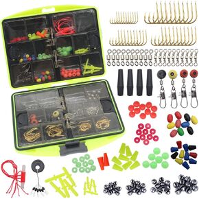 مجموعة ملحقات أدوات صيد السمك 184/257 قطعة مع صندوق أدوات، تتضمن خطافات صيد السمك، وغسالات أوزان الصيد، ودوارات، وخرز، وشفرة دوارة، ومجموعة معدات صيد الأسماك لسمك السلمون المرقط in Kuwait