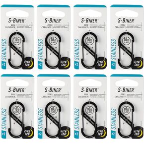 Nite Ize S-Biner Stainless Steel Dual Carabiner - Size 2 - Black - 8 Count (8 Pack)