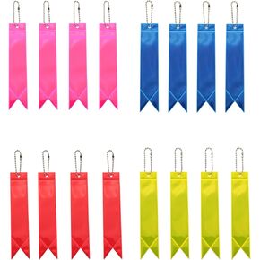 16PCS PVC Safety Reflective Tags Pendant 15x30mm with Hanging Chain Fluorescent Keychain Ribbon Pendant for Hanging on Backpacks Bicycles Outdoor Activities Wallets